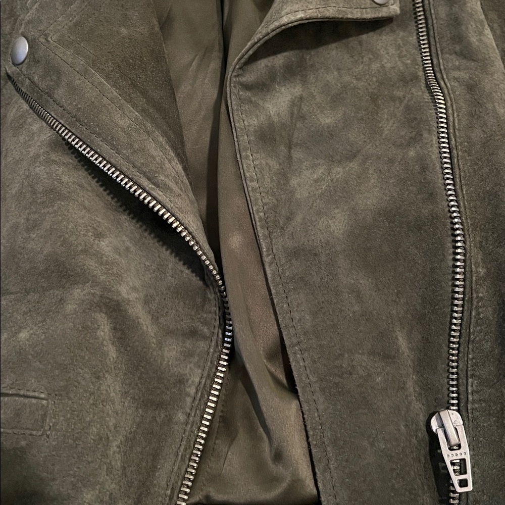 BLANKNYC Women's Olive Suede Moto Jacket - Picture 3 of 3